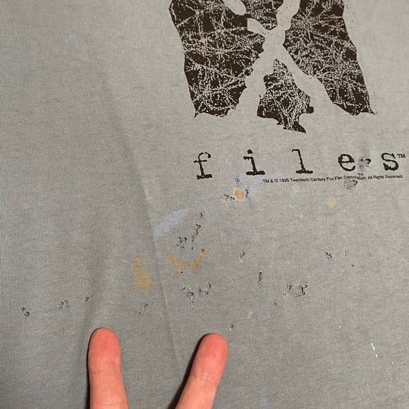 Vintage 1995's The X Files Movie Series Promo Shirt Blue Mulder Scully Distress - Picture 5 of 7